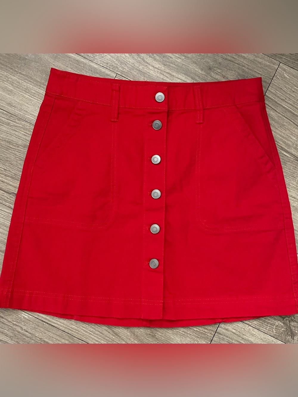 J. Crew Bright Red Front-Button Mini Skirt